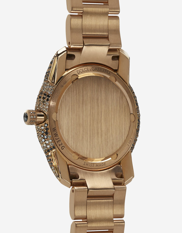 Dolce & Gabbana Часы DG7 leo из красного золота с коричневыми и черными бриллиантами ЗОЛОТОЙ WWJE2GXSB01