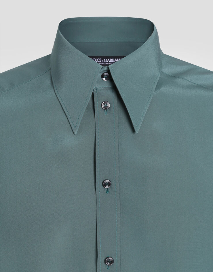 Dolce & Gabbana Silk crêpe de chine gold shirt Dolce & Gabbana Silk crêpe de chine gold shirt Green G5NP9TFU1UQ