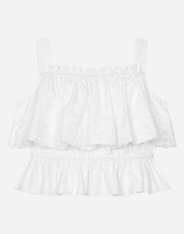Dolce & Gabbana Poplin and lace top Print L56S24HS5SU