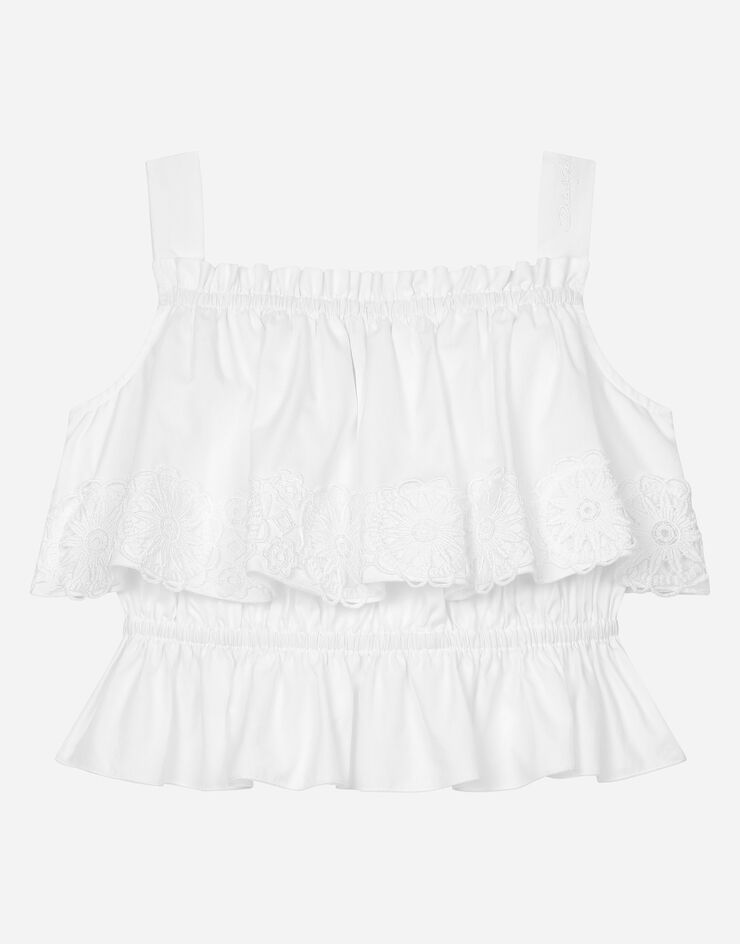 Dolce & Gabbana Poplin and lace top White L51N70FU5GK