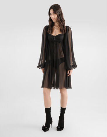 Dolce & Gabbana Robe en mousseline Noir F60GVTFU1AT