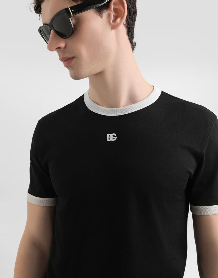 Dolce & Gabbana Cotton t-shirt with embroidery Black G8PV1ZG7PJ4