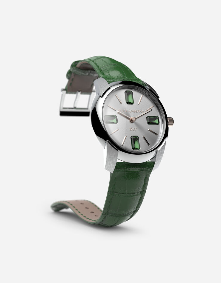 Dolce & Gabbana Uhr mit armband aus alligatorleder DUNKELGRÜN WWRE2SXSDUA