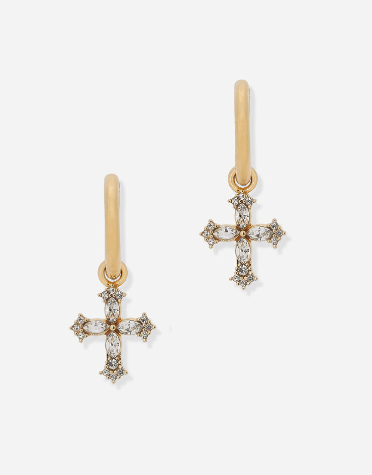 Dolce & Gabbana Earrings with cross and crystals Gold WEO1M1W1111