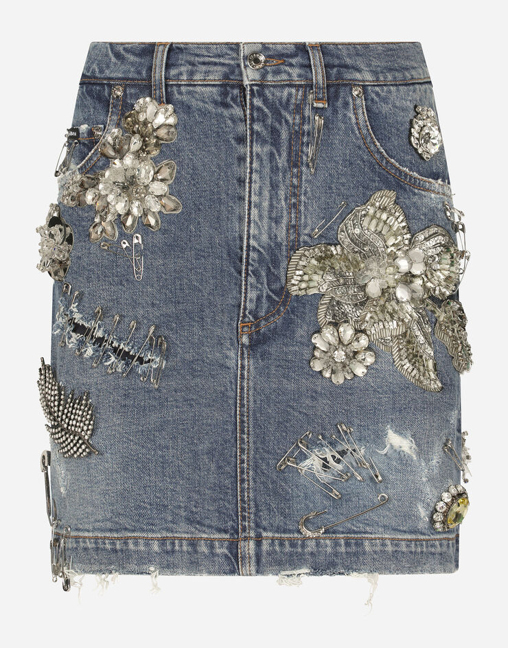 Dolce & Gabbana Minifalda en patchwork de denim Multicolor F4BWMZG8EZ8