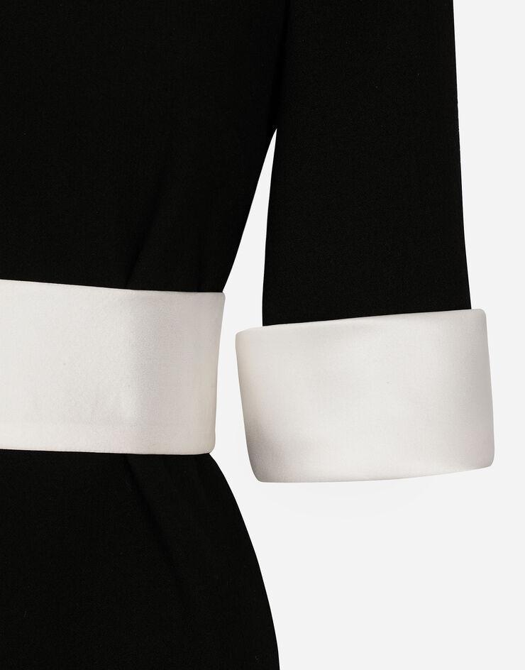 Dolce & Gabbana Short wool crepe dress with satin details Black F6JFJTFUBCI