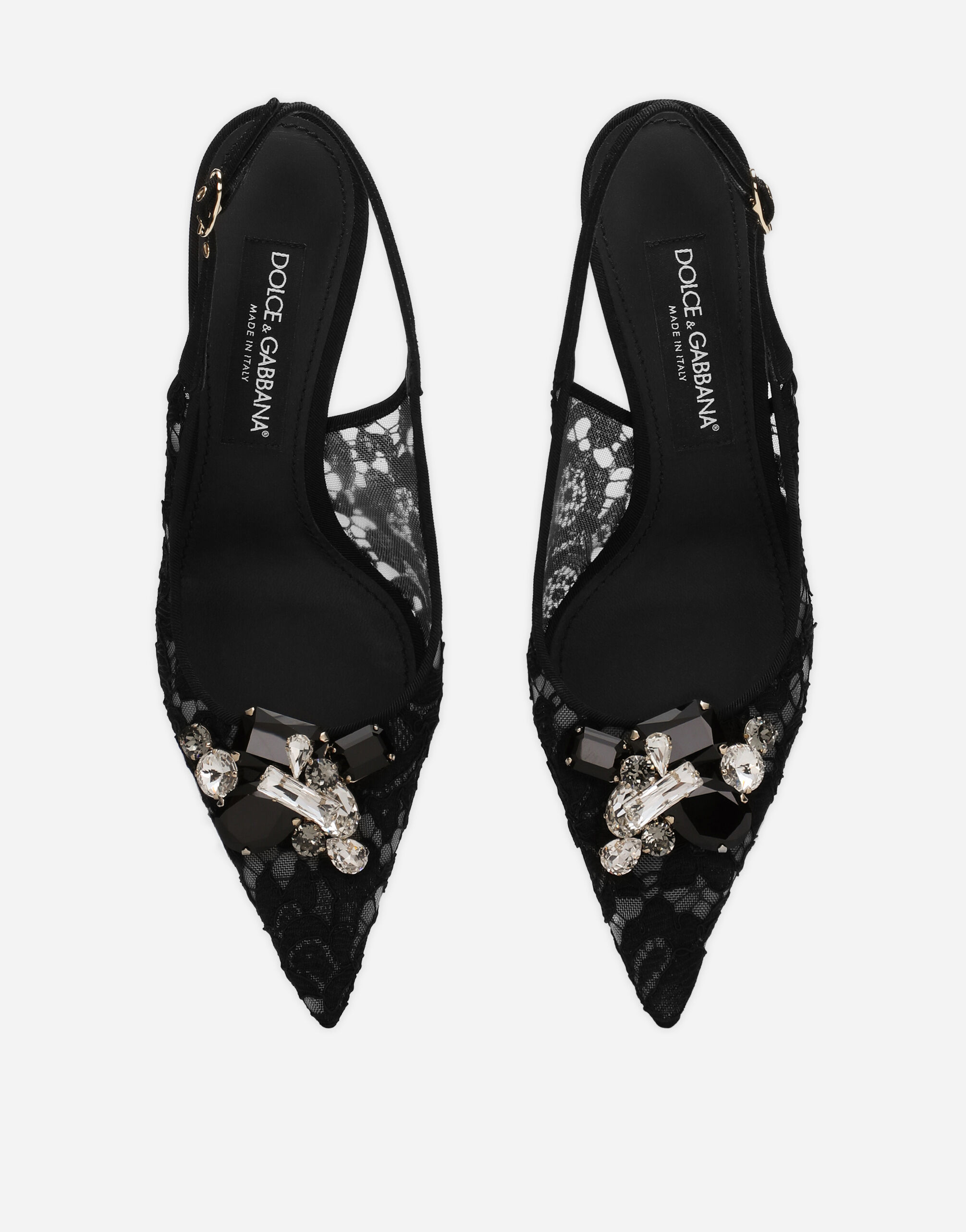 Rainbow lace slingbacks in lurex lace in Black for Women