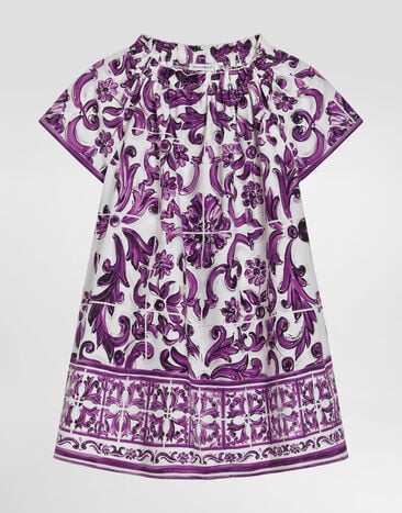 Dolce & Gabbana Majolica-print short-sleeved poplin dress Multicolor L54DH4FI5LT
