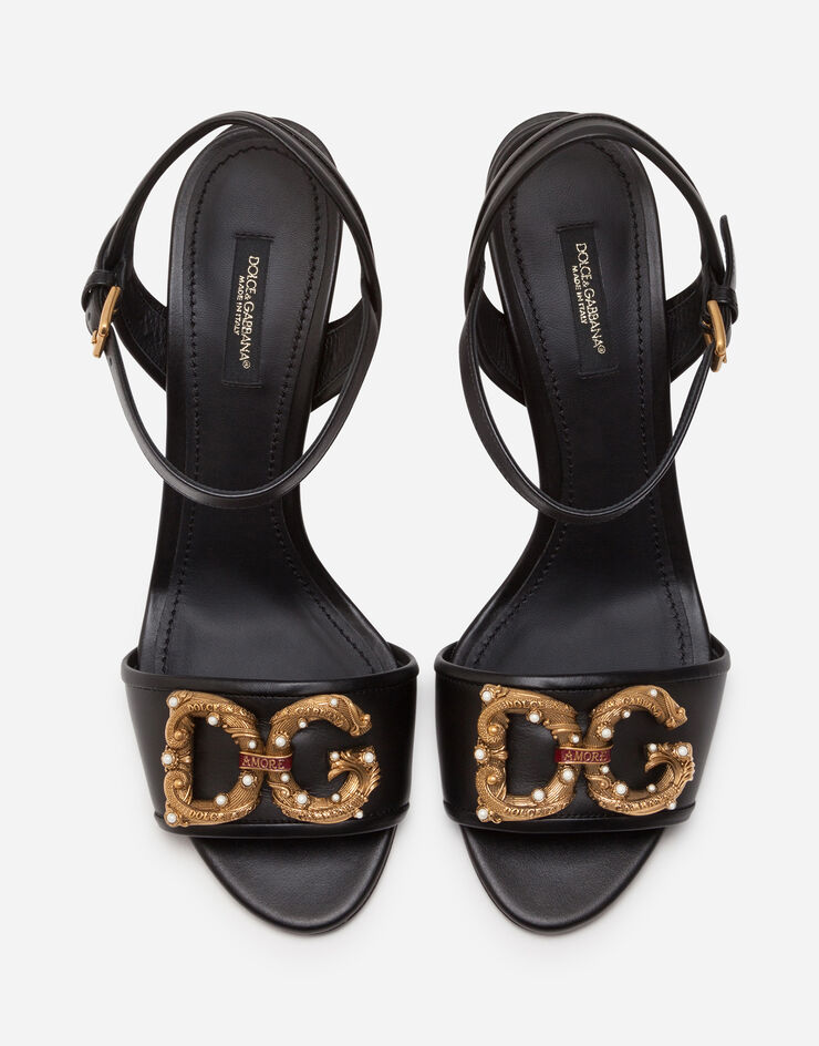 Dolce & Gabbana Calfskin sandals with DG Amore logo NERO CR0911AK295