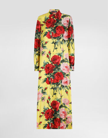 Dolce & Gabbana Caftán largo de raso de seda con estampado Bouquet Imprima F6DJPTIS1XH