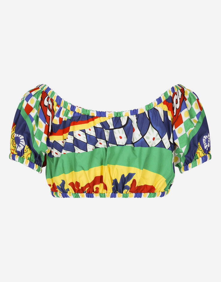 Dolce&Gabbana Carretto-print poplin crop top Multicolor F755RTFI5G1