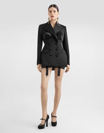 Dolce & Gabbana Double-breasted duchess jacket with conical cups Black F27ETTFU106