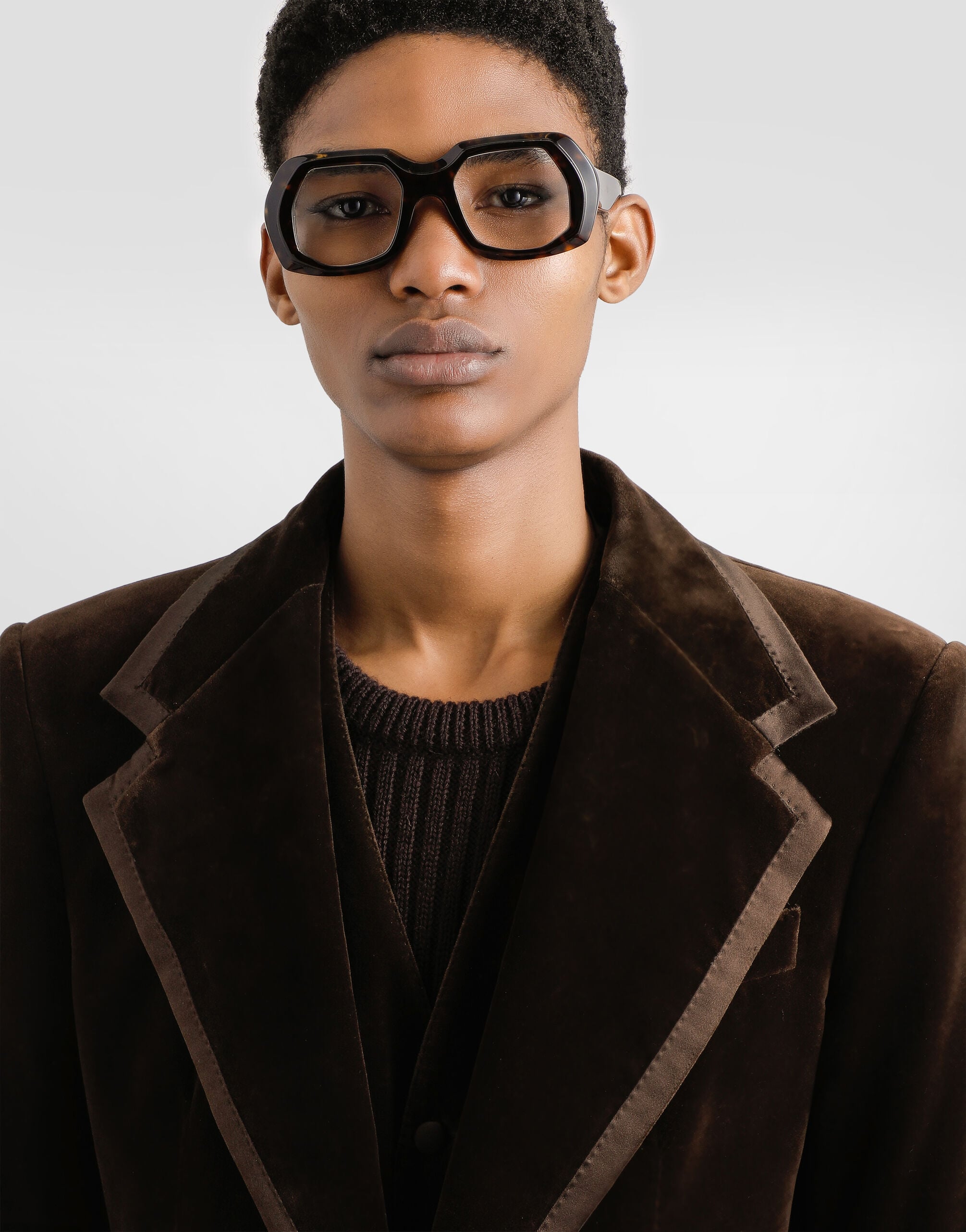 Single-breasted jacket in smooth velvet in Multicolor for Men