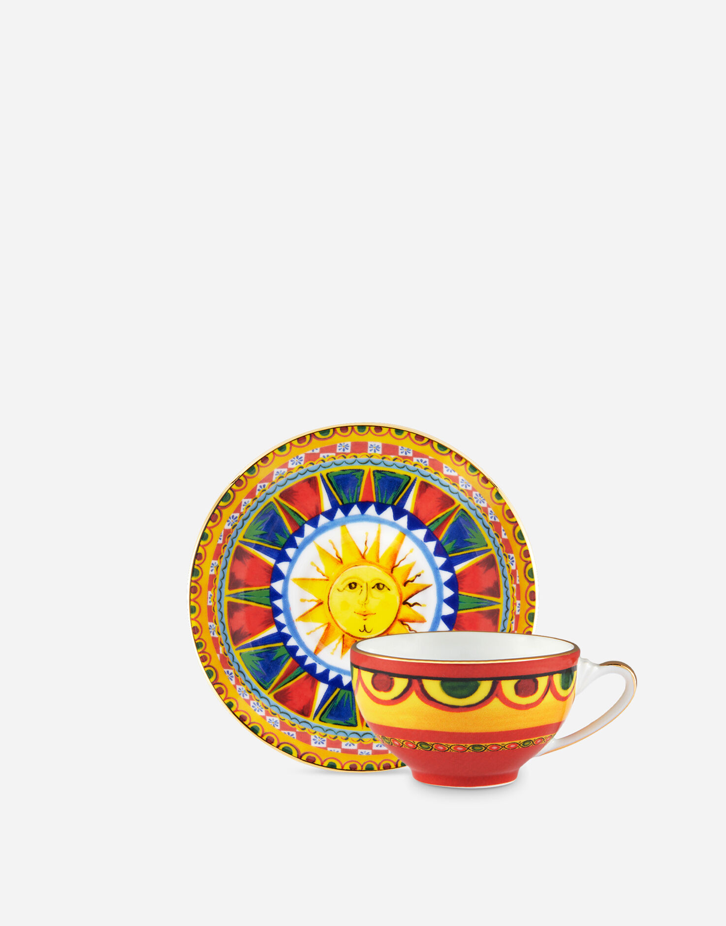 Dolce & Gabbana Taza de café con platillo de porcelana Multicolor TCCE15TCAEF