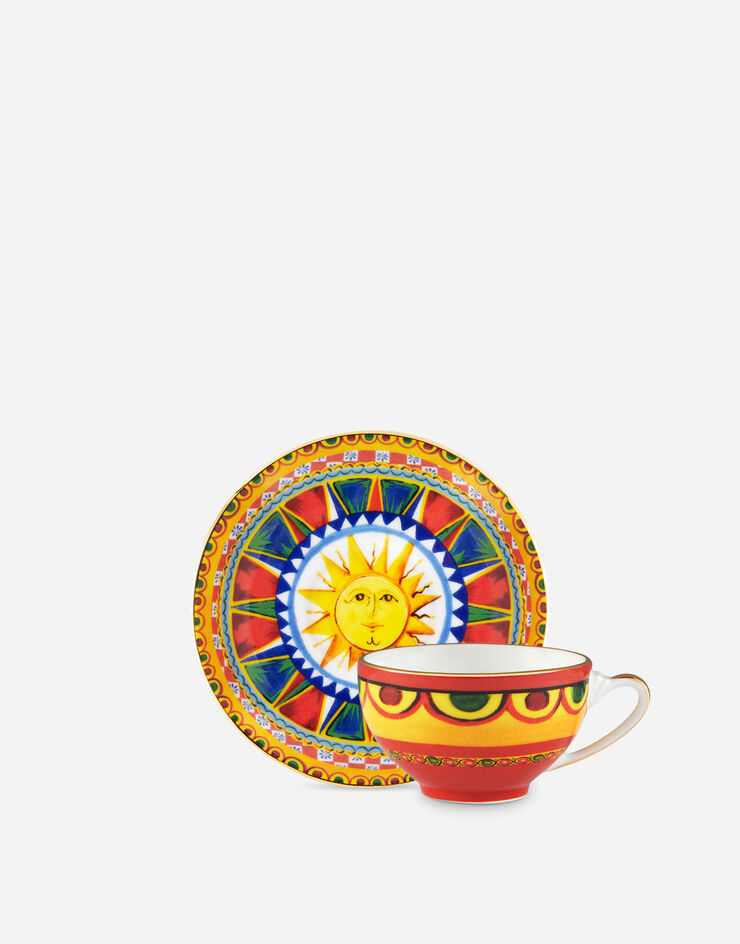 Dolce & Gabbana Taza de café con platillo de porcelana Multicolor TC0100TCA21