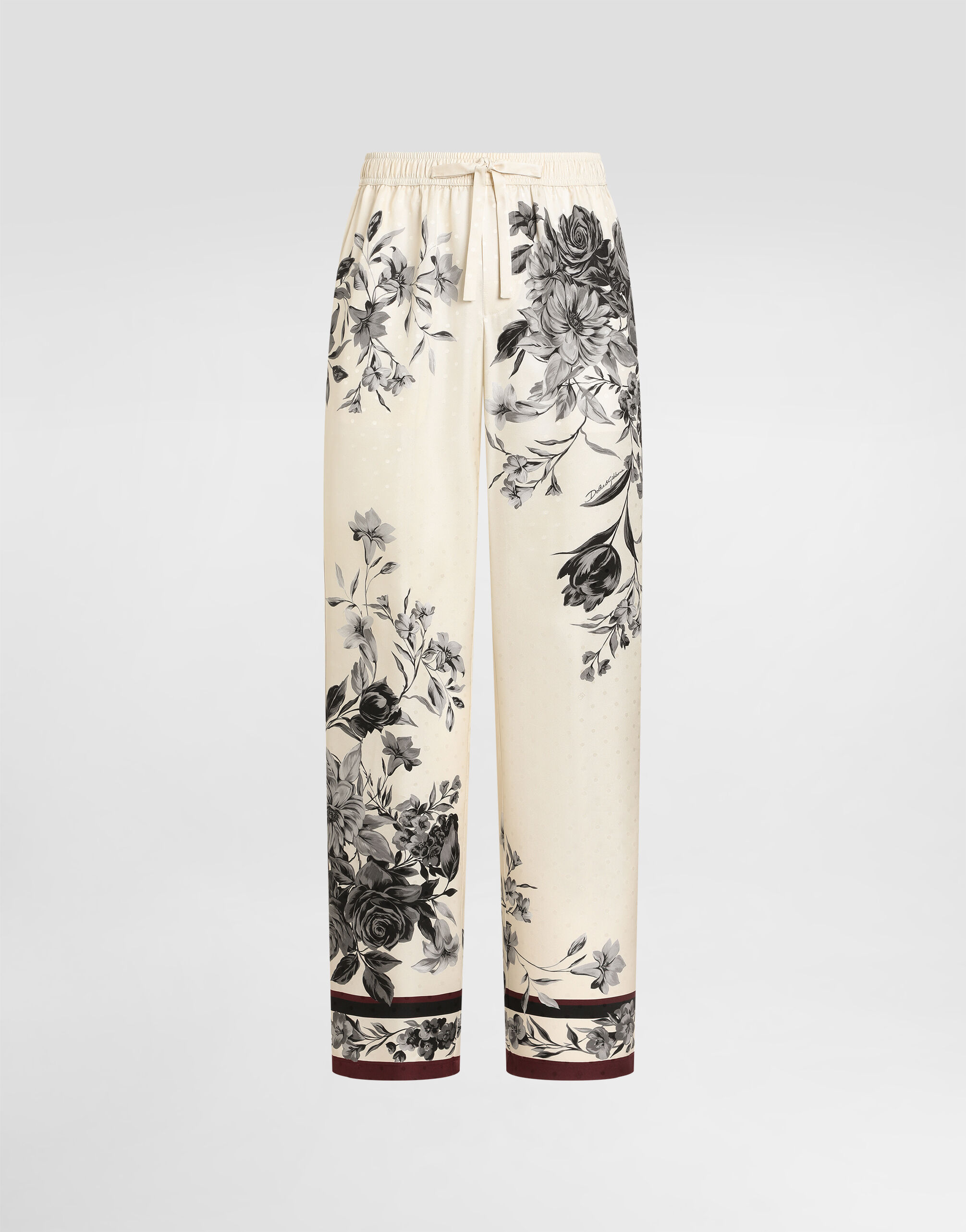 Flower bouquet-print vanity twill trousers in Multicolor for Men