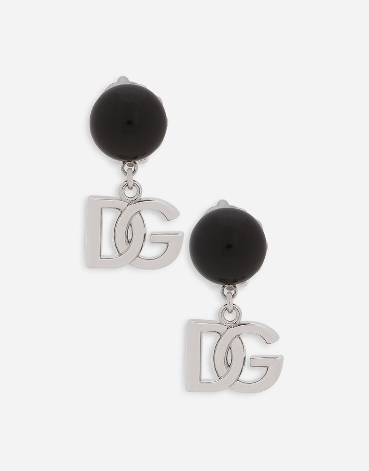Dolce & Gabbana Earrings with DG logo and ball details Schwarz WEO6Z3W1111
