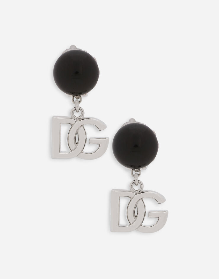 Dolce & Gabbana Earrings with DG logo and ball details Black WEO6Z3W1111