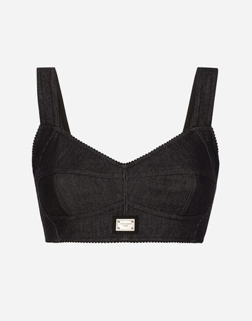 Dolce & Gabbana Cotton denim corset bralette top Multicolor FTC67DG8ML9