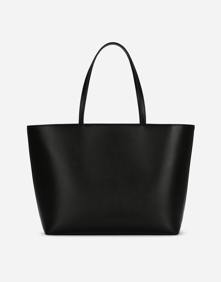 Dolce & Gabbana Mittelgroßer Shopper DG Logo Bag aus Kalbsleder Schwarz BB7338AW576