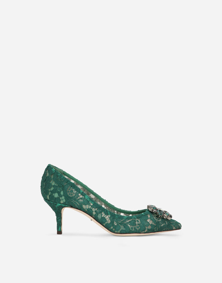 Dolce & Gabbana Lace rainbow pumps with brooch detailing Green CD0066AL198