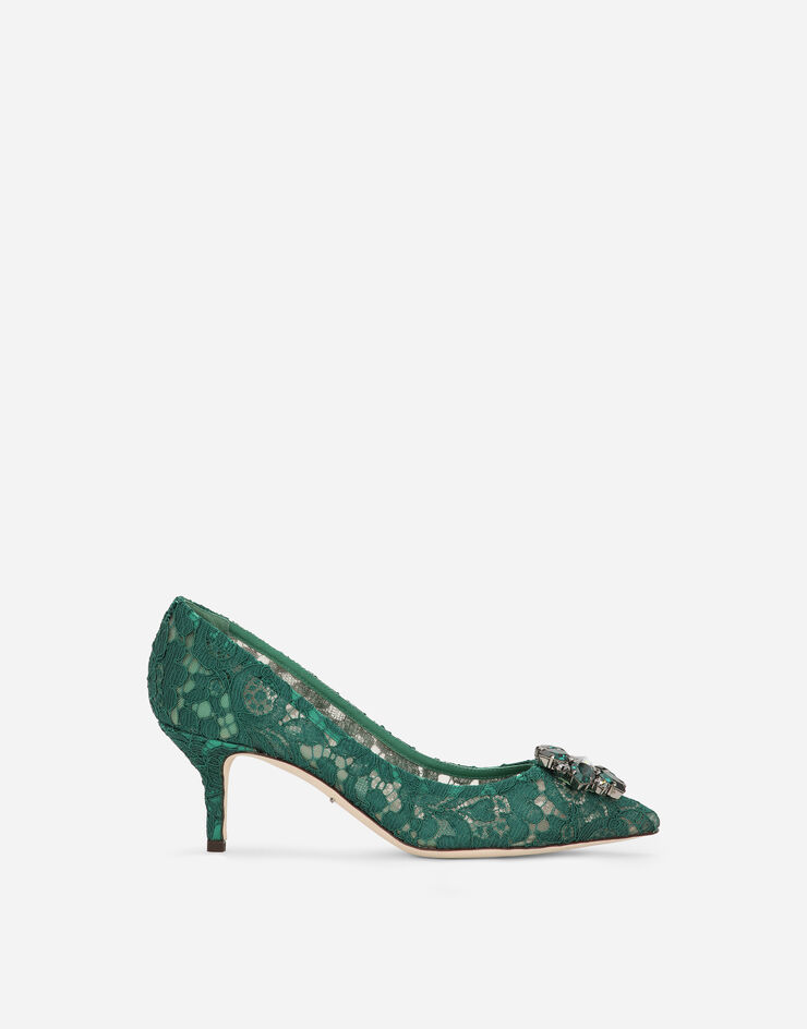 Dolce & Gabbana Zapato de salón rainbow de encaje con broche Verde CD0066AL198