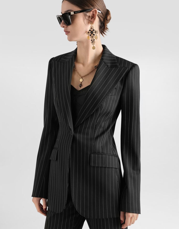 Dolce & Gabbana Turlington single-breasted jacket in pinstripe wool Multicolor F29QGTFRZAT