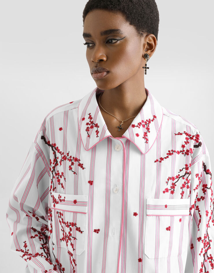 Dolce & Gabbana Vanity shirt with flower embroidery Multicolor F5U32ZGDDSU