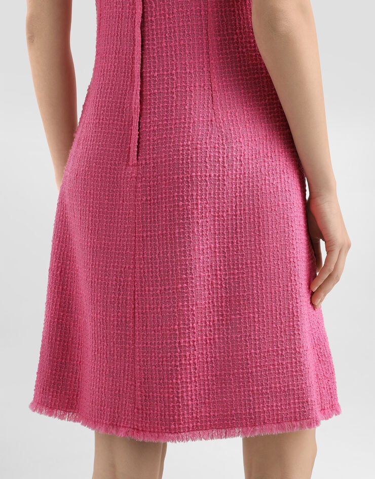 Dolce & Gabbana Robe midi en tweed Rachel à logo DG Rose F6ARVTFMMHN