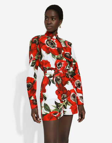 Dolce & Gabbana Cotton shirt with anemone print Print F5Q08THS5Q0