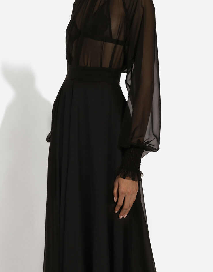 Dolce & Gabbana Chiffon calf-length circle skirt Black F4CSOTFU1AT