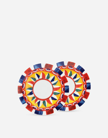 Dolce & Gabbana Set 2 Porcelain Bread Plates Multicolor TC0S02TCA88