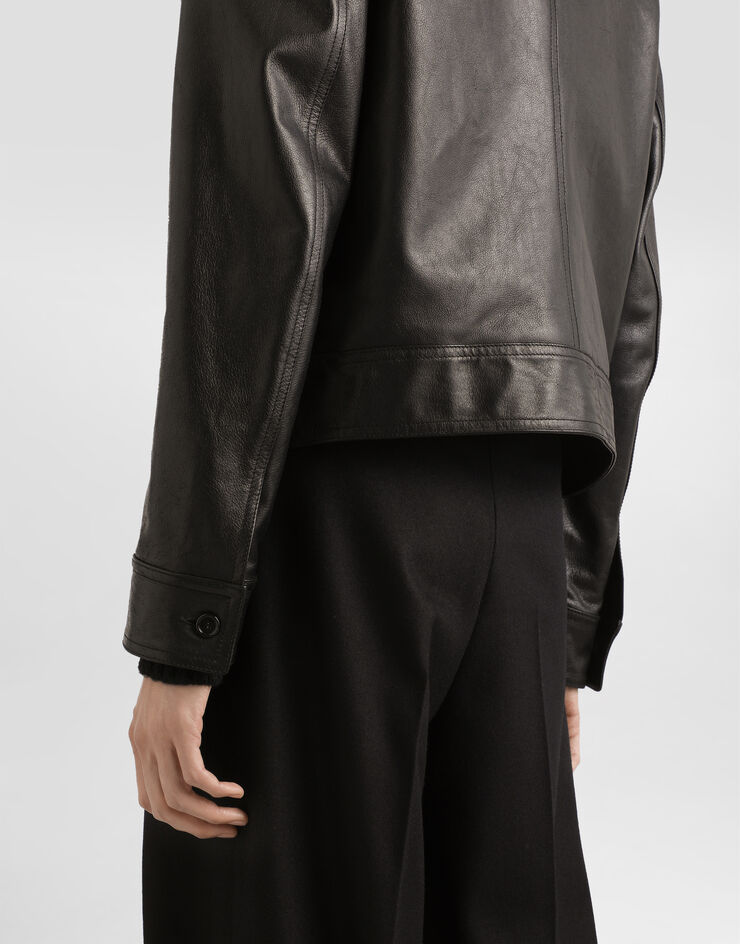 Dolce & Gabbana Single-breasted coat with fur collar Black G9BUQLHULXF