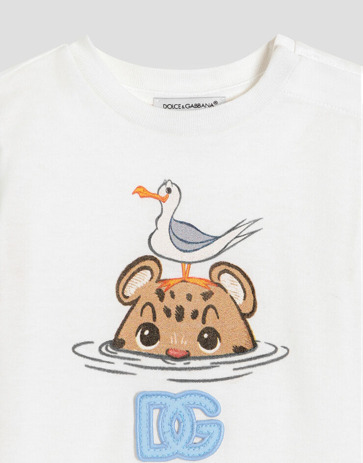 Dolce & Gabbana Jersey t-shirt with leopard print and DG patch Dolce & Gabbana Jersey t-shirt with leopard print and DG patch White L1JT7WG7PNH