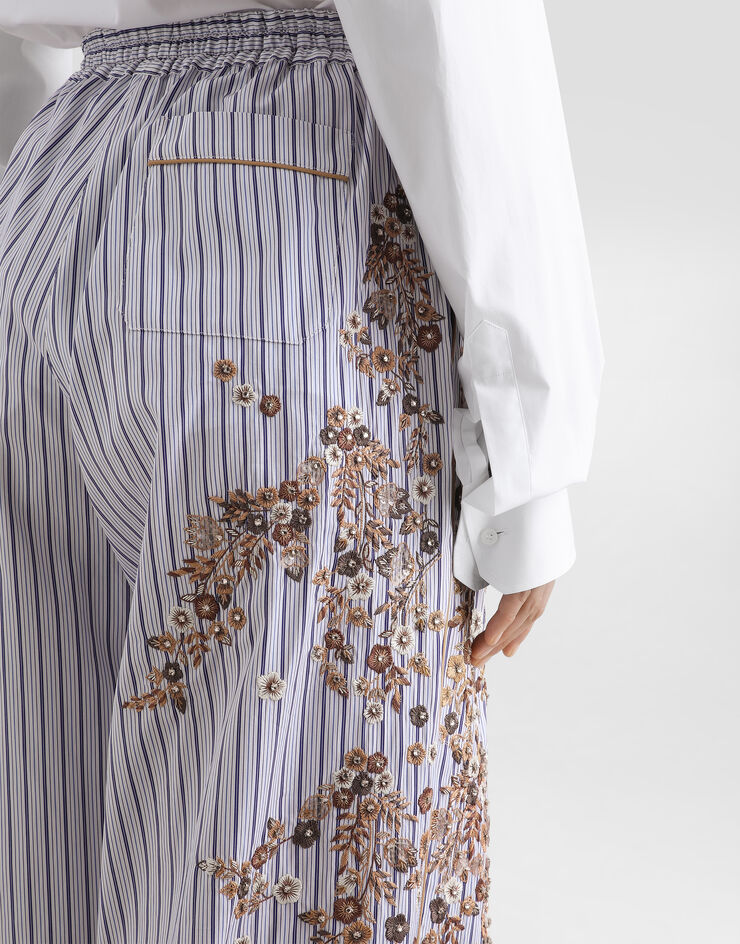 Dolce & Gabbana بنطال من بوبلين مخطط بتطريز زهور Dolce & Gabbana بنطال من بوبلين مخطط بتطريز زهور Multicolor FTDJEZGDDR6