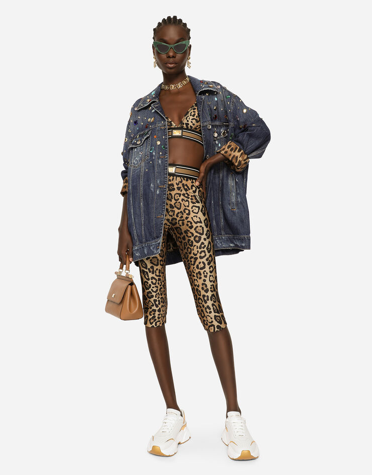 Dolce & Gabbana Leopard-print spandex/jersey bralet Multicolor I7AAJWG7BPT