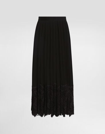 Dolce & Gabbana Jupe plissée en mousseline Noir F4C6ATFUSNW