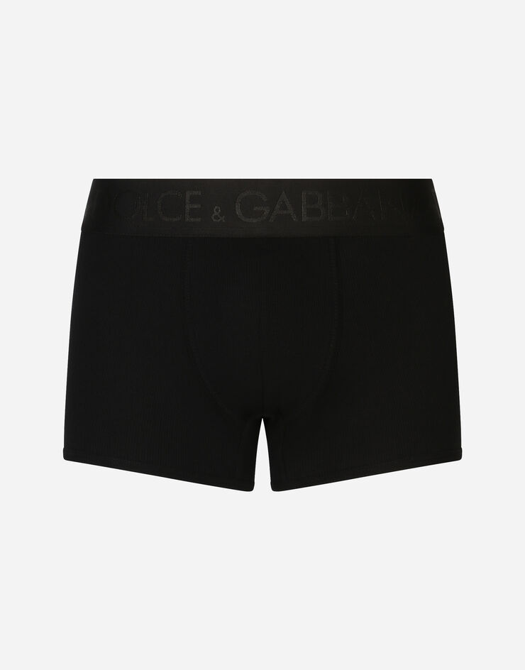 Dolce & Gabbana Fine-rib regular cotton boxers Black M4F28JOUAIJ