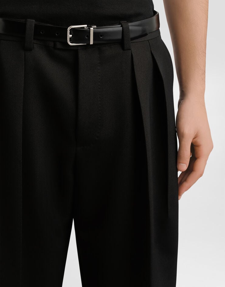 Dolce & Gabbana سروال من جبردين صوف Black GP16KTFU21E