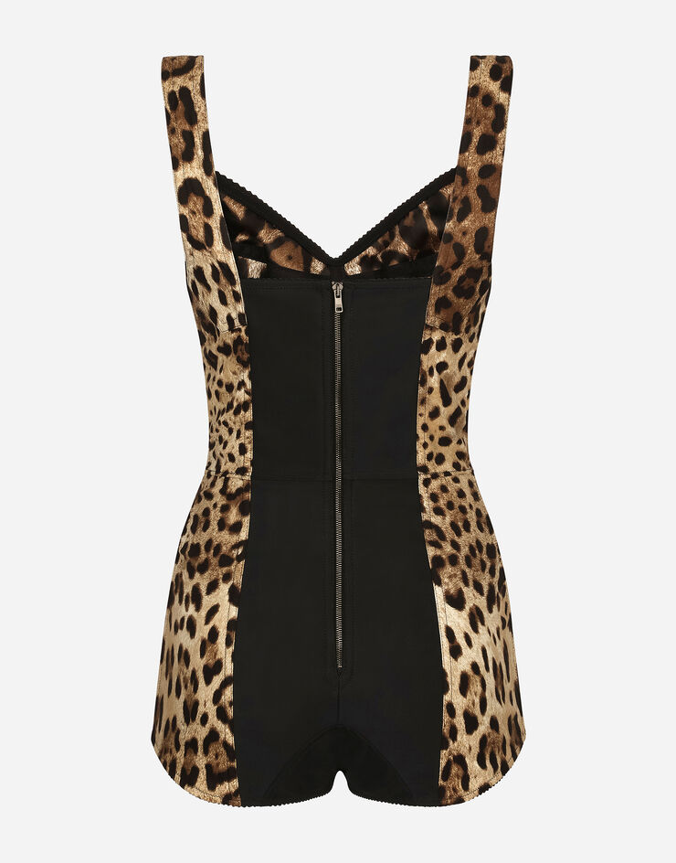 Dolce & Gabbana Leopard-print charmeuse bodysuit Multicolor F7W97TFSADD