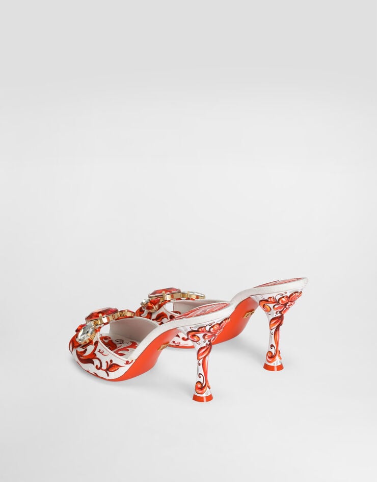 Dolce & Gabbana Mule en brocart imprimé majolique avec broderies Multicolor CR1995AB826