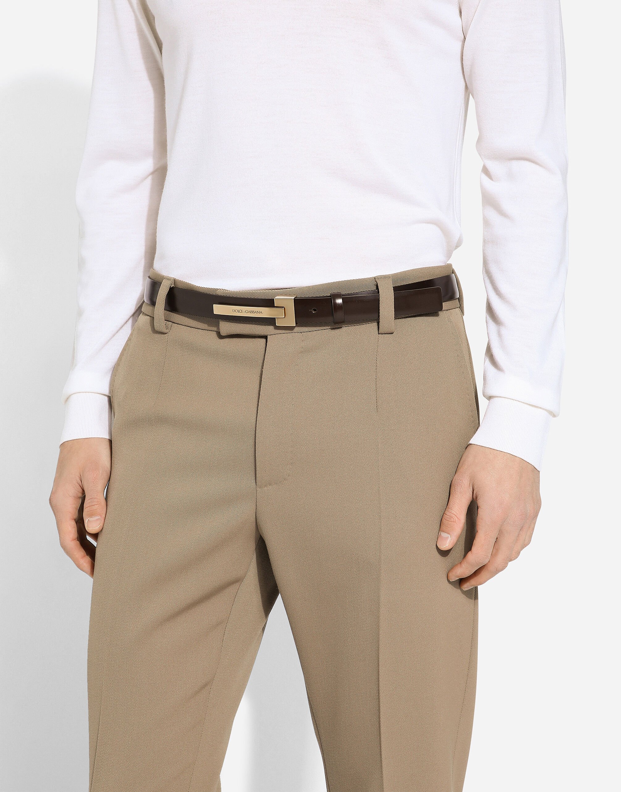 Brushed calfskin belt in Brown for Men | Dolce&Gabbana® US