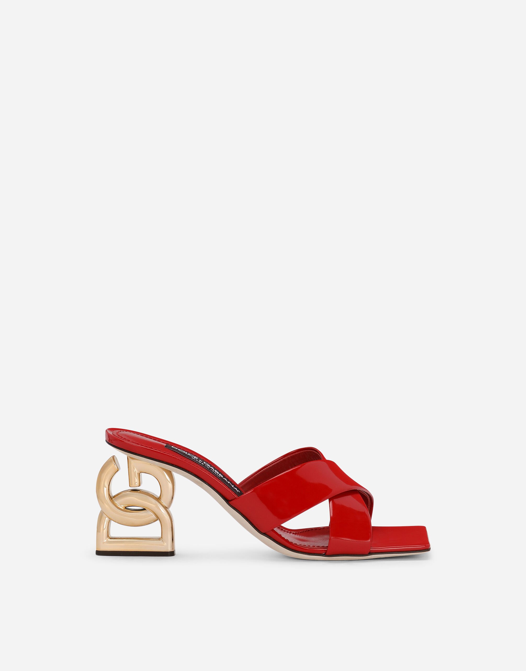 Dolce & Gabbana Polished calfskin mules with 3.5 heel Red CR1377A1037