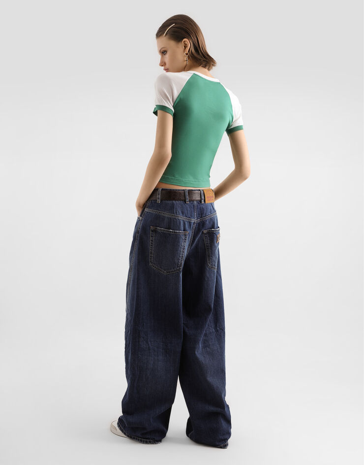 Dolce & Gabbana Jersey t-shirt with print Green F8V88TGDDMU