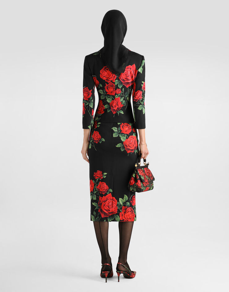Dolce & Gabbana Rose-print charmeuse single-breasted jacket Dolce & Gabbana Rose-print charmeuse single-breasted jacket Multicolor F26S5TFSA9R