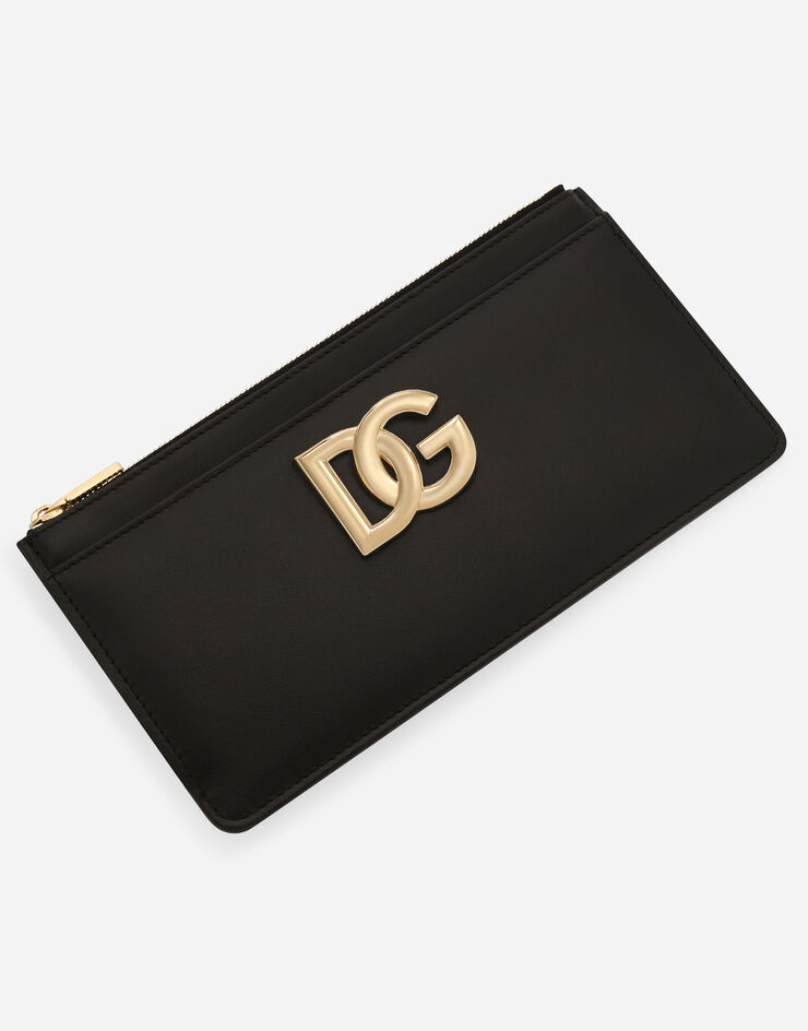 Dolce & Gabbana حافظة بطاقات كبيرة من جلد عجل بشعار DG أسود BI1265AW576