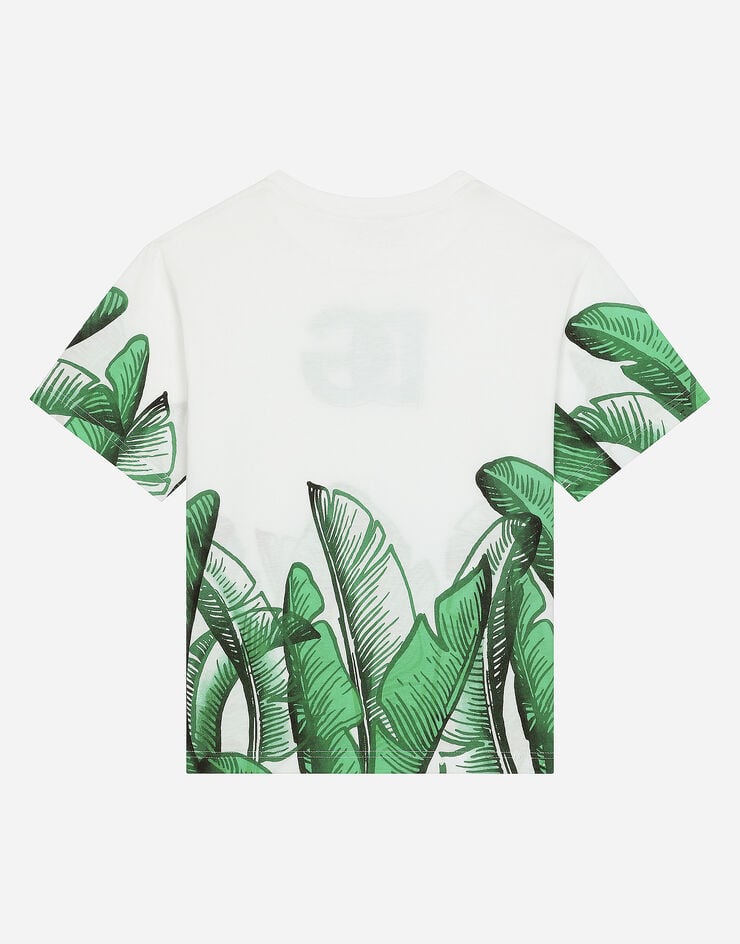 Dolce & Gabbana 香蕉树印花 DG 徽标平纹针织 T 恤 版画 L4JTEYG7K8U