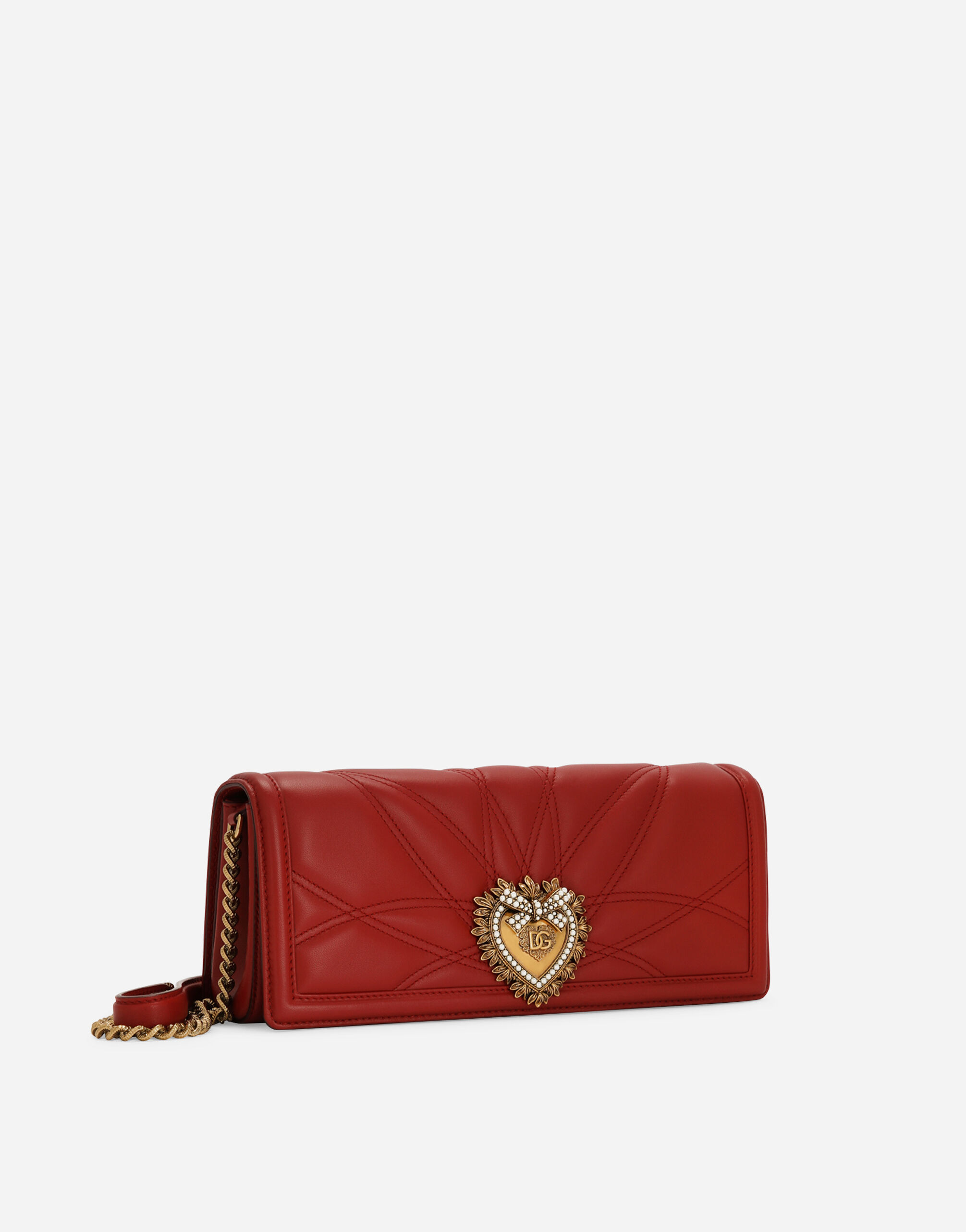 Quilted nappa leather Devotion baguette bag in Red for