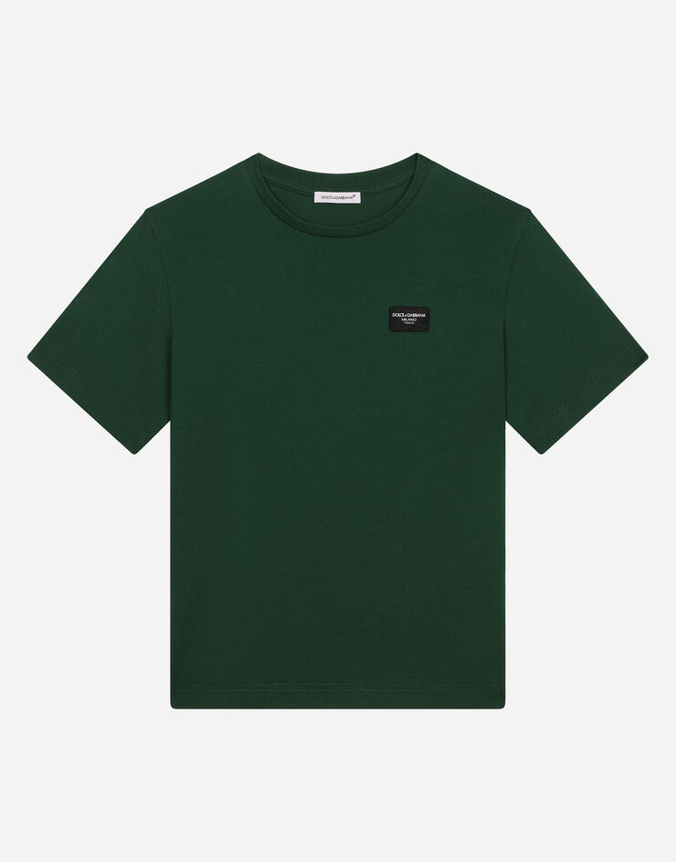 Dolce & Gabbana Jersey T-shirt with logo tag Green L4JTBLG7M4S