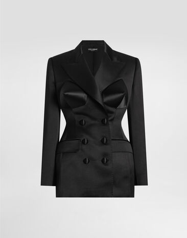 Dolce & Gabbana Double-breasted duchess jacket with conical cups Black F27ETTFU106